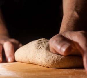 Kneading the bread